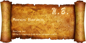 Mencs Baracs névjegykártya